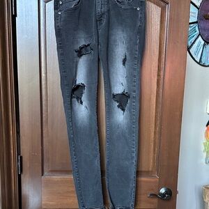 American Eagle Outfitters Charcoal Distressed Skinny Jeans